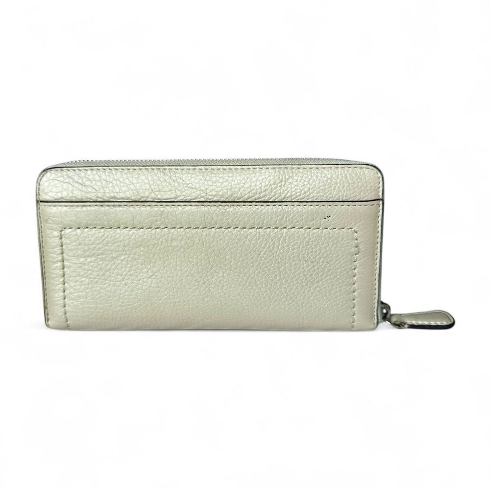 Coach Cream Leather Zip Wallet Pearlescent Compact Minimalist Neutral Designer - Picture 5 of 10
